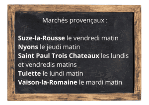 liste des marchés provençaux autour du camping Suze Luxe Nature
