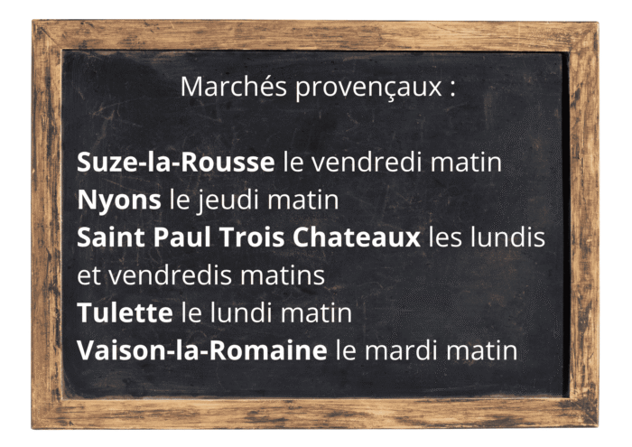 liste des marchés provençaux autour du camping Suze Luxe Nature